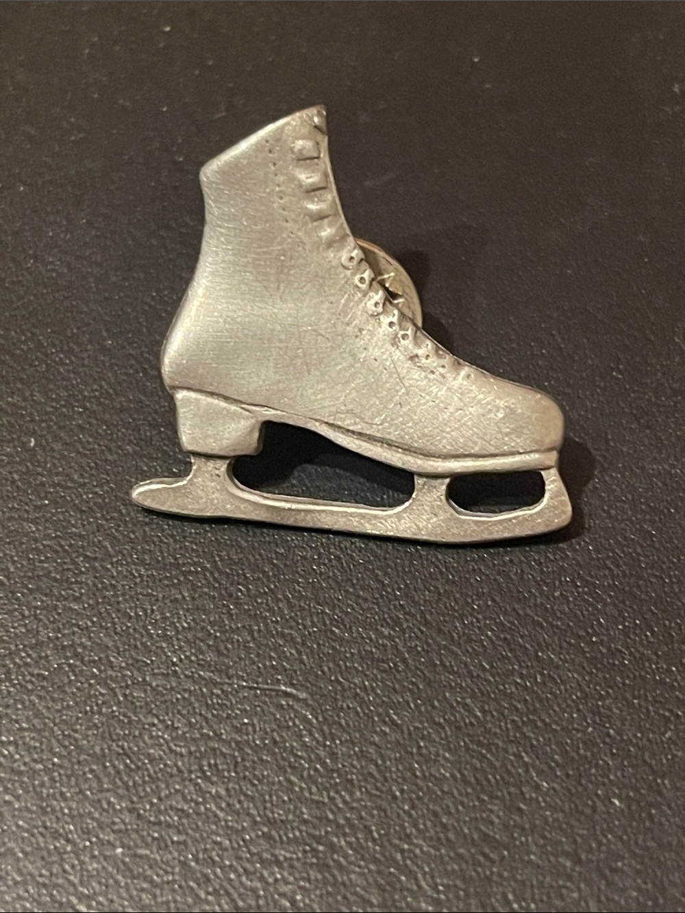 Silver Ice Skate Lapel Pin unisex